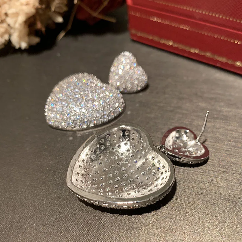 Bilincolor Inlaid Zircon Heart Shaped Earrings for Women