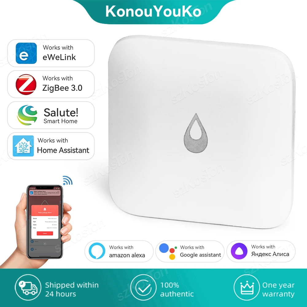 ewelink app inteligente detector de alarme de vazamento de agua sensor de imersao monitoramento remoto sensor de inundacao para home assistant alice app zigbee 30 01