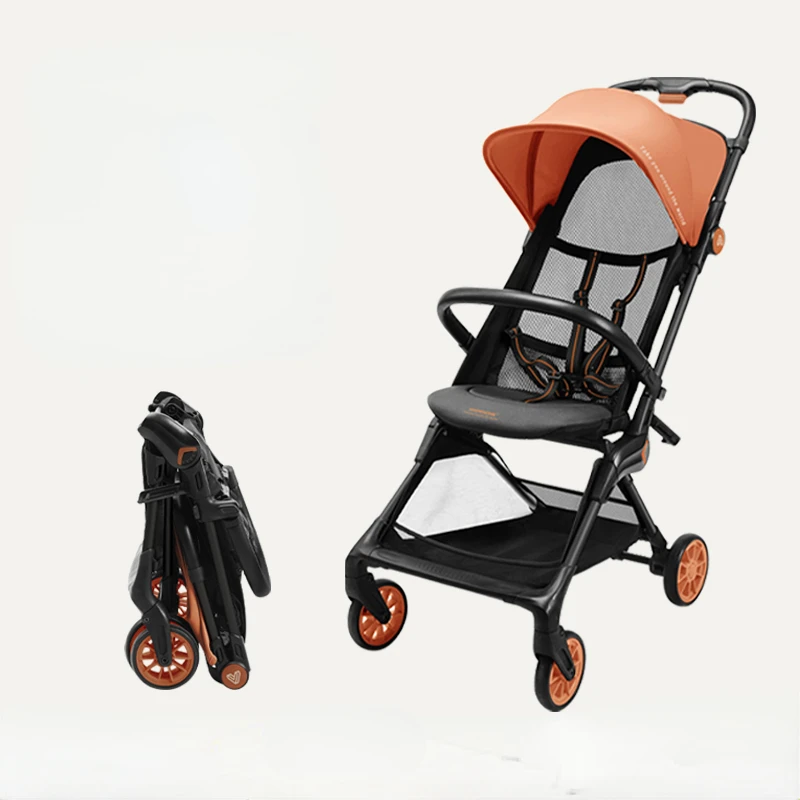 Leichte Kinderwagen mit fünf Punkten Sicherheits gurt, faltbarer Outdoor-Kinderwagen für das Flugzeug, einfache Baby autos mit verlängerter Rückenlehne