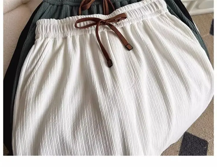 Pantalon de sport ample et fin pour hommes, en soie glacée froissée, à séchage rapide, décontracté, été