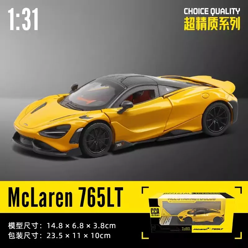 CCA MSZ 1:31 McLaren 765LT alloy car model children\'s toy car die-casting with sound and light pull back function