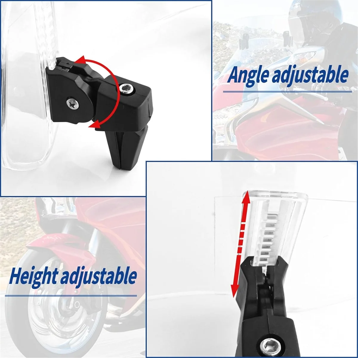 Extensão de pára-brisa ajustável universal para motocicleta - Serve para Honda Suzuki Kawasaki Yamaha BMW Ducati Aprilia (transparente)