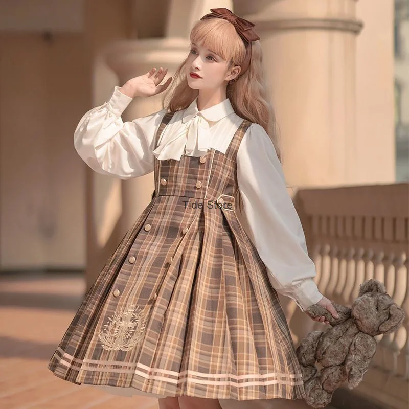 2024 New Autumn/winter Royal Detective Op Long Sleeve Campus Style Retro Palace Lolita Dress Daily Girl