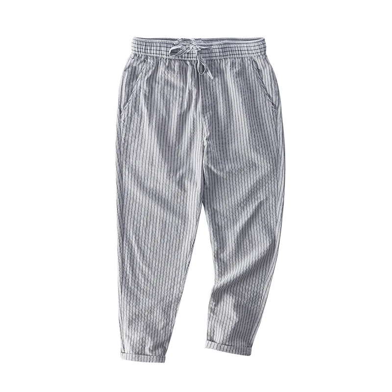 202 nuovi pantaloni casual slim fit giapponesi da uomo Sle modello a righe Dstring pantaloni per il tempo libero estivi per giovani alla moda e Haome