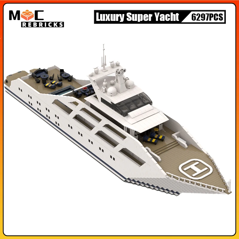 Collector Expert Series Super Luxury Yacht MOC Building Blocks Barca Modello di assemblaggio fai-da-te Tecnologia Mattoni Giocattoli per bambini Regali