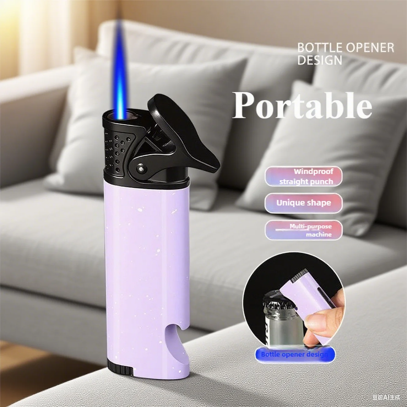 

New Butane Gas Lighter, Portable Straight Forward Windproof Gas Lighter, Multifunctional Bottle Opener, Cigarette Lighter