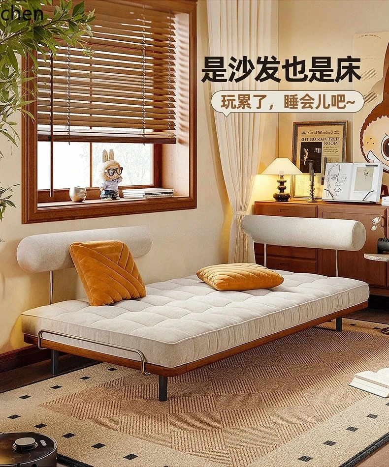PYH  Living Room Bedroom Dual-use Sofa Bed Small Apartment Space-saving Movable Cushion Leisure Sofa Bed
