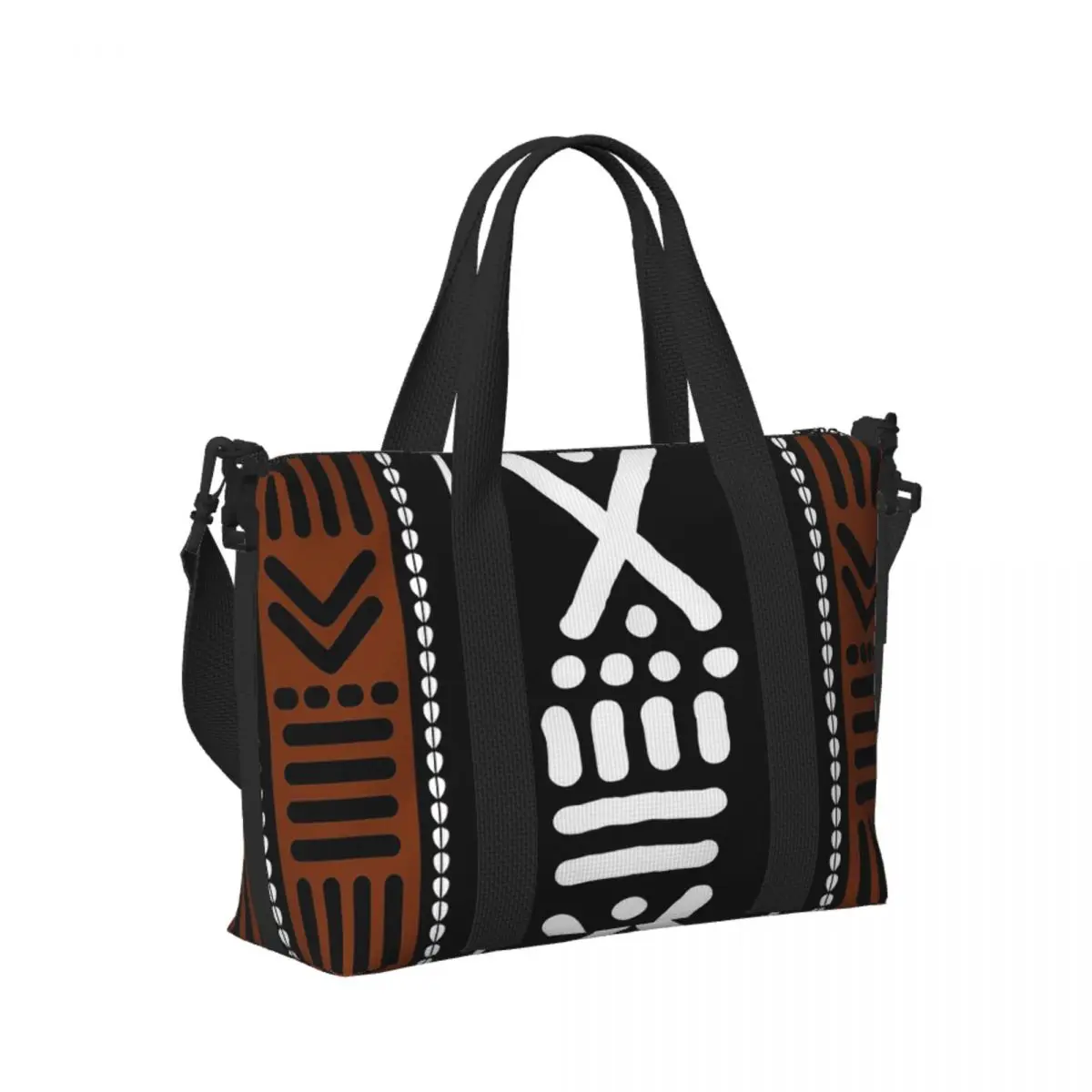

Custom African Bogolan Beach Travel Bag Large Capacity Tote Bags for Gym Yoga Women Shopping Duffle Shoulder Bag