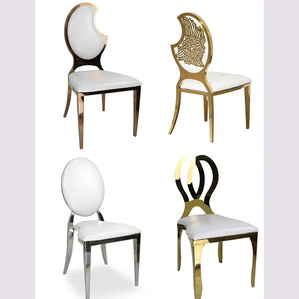 Hotel Chair Dining Chair Elegant Wedding Furniture Factory Price Iron High Quality Round Back Wedding Metal Modern 3-5 Years