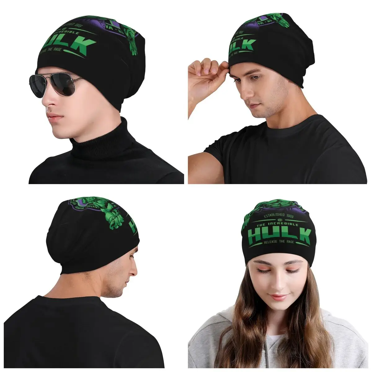 مخصص هالك بطل السوبر Skullies Beanies قبعات الرجال النساء للجنسين الاتجاه شتاء دافئ الحياكة قبعة الكبار الكرتون أنيمي بونيه القبعات