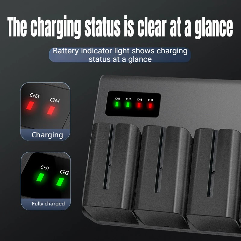 Camera Battery  for Sony F970 Camcorders Monitors f960 f750 f550 Fill Light Battery 4-Slot Charger Kit Desktop Charger