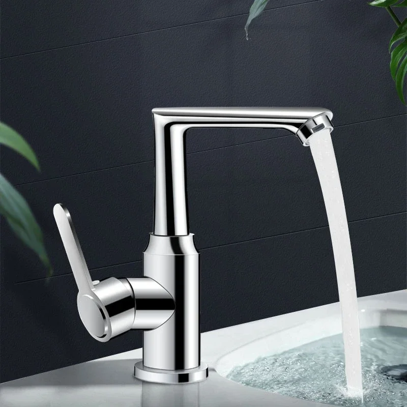 Washbasin stainless steel faucet 360 degree rotating small seven character hot and cold kitchen faucet