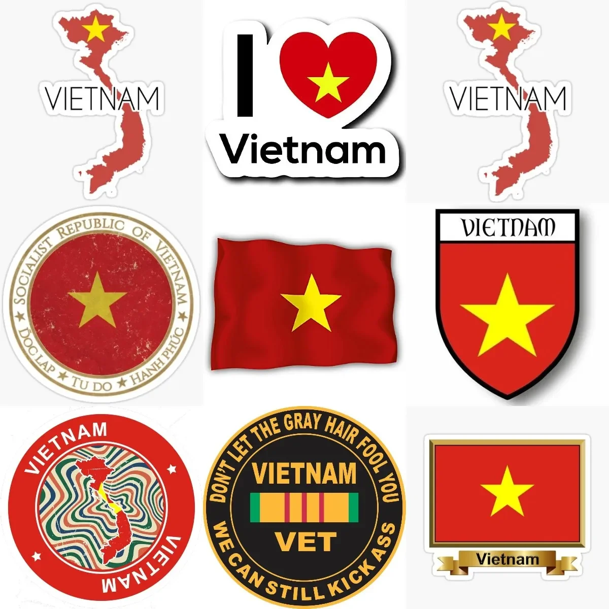 

Vietnam Flag Map National Emblem Sticker for Decorate Motorcycle Car Window Truck Wall Table Off-road Helmet Fridge Room Door