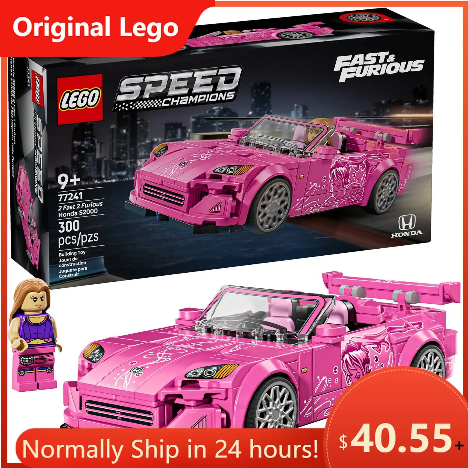 LEGO ®   Speed Champions 2 Fast 2 Furious Honda S2000 77241 Bloques de Construcción de Coche de Juguete para Niños y Niñas de 9+ Años, 300 Piezas, Regalo de Cumpleaños