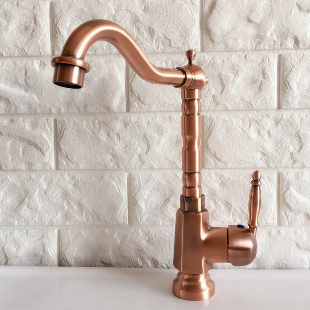 

Swivel Spout Water Tap Antique Red Copper Single Handle Single Hole Kitchen Sink & Bathroom Faucet Basin Mixer Tap anf401