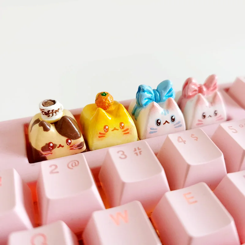 

Personalized Clay Keycaps ESC Opaque Cute Pink Bow Cat Shiba Inu Keycaps Two-color Injection Molded Mechanical Keyboard Keycaps