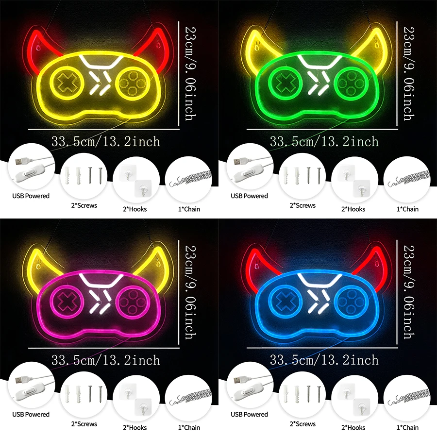Anime Led Neon Sign, Devil Game Handle Icon Usb Powered, Used For Bedroom Club Man Cave Game Room Birthday Party Art Decor.