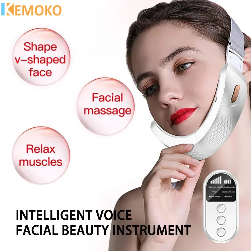 Facial Lifting Device V Face LED Photon Therapy Face Slimming Vibration Massager Heated Double Chin Vibration Facial Massage