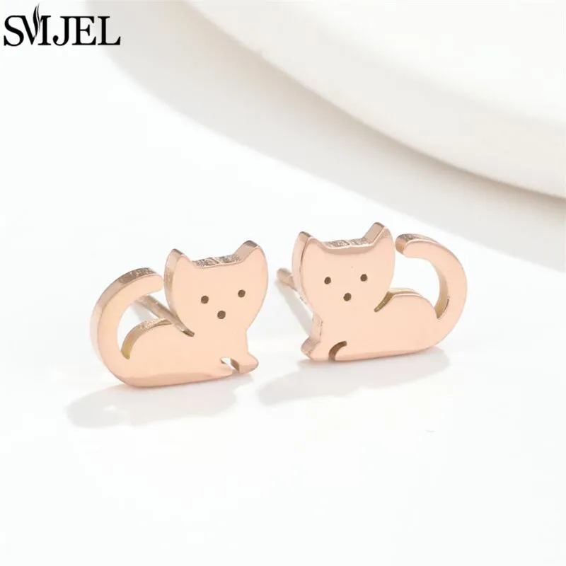 Golden Stainless Steel Mini Stud Earrings Leaf Star Tortoise Safety Pin Cartilage Ear Piercing Jewelry Cute Bowknot Mouse Studs