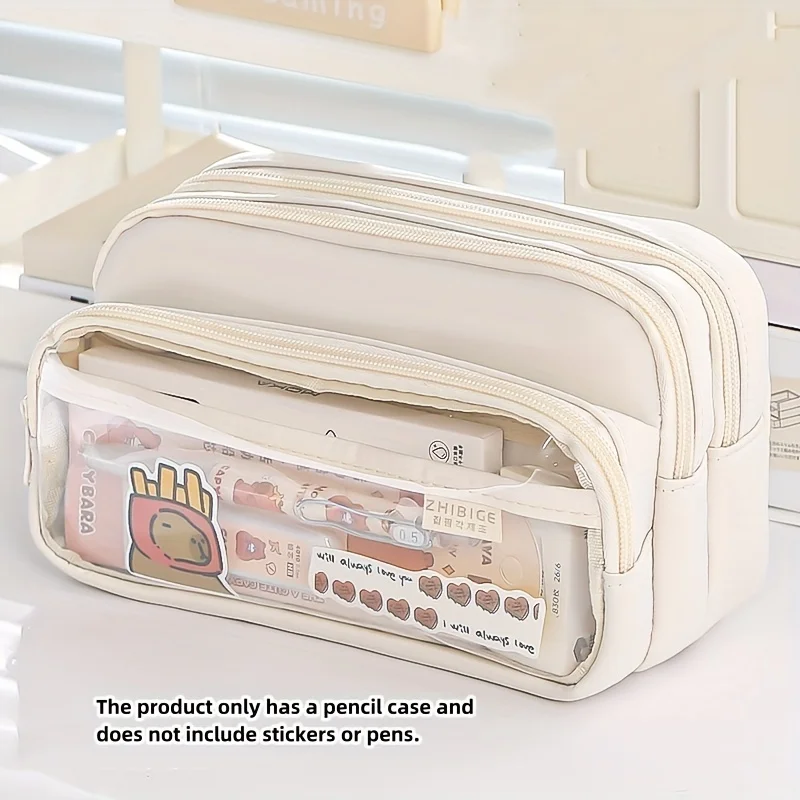 1PCNew Large Capacity Stationery Bag,  Stationery Pencil Steel Note Pen Storage Bag, Pencil Case,  Portable Cosmetic Storage Bag image 6