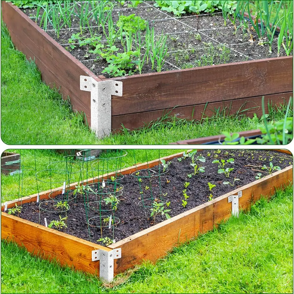 Heavy Duty Metal Sleeper Bracket Serrated Garden Support For Landscape Timber Raised Bed And Fence Base