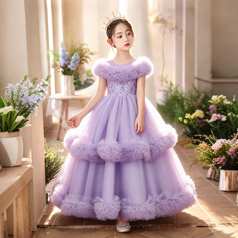 New Style Wedding Dress for Girls with Bow Satin and Tulle Puffy Dress