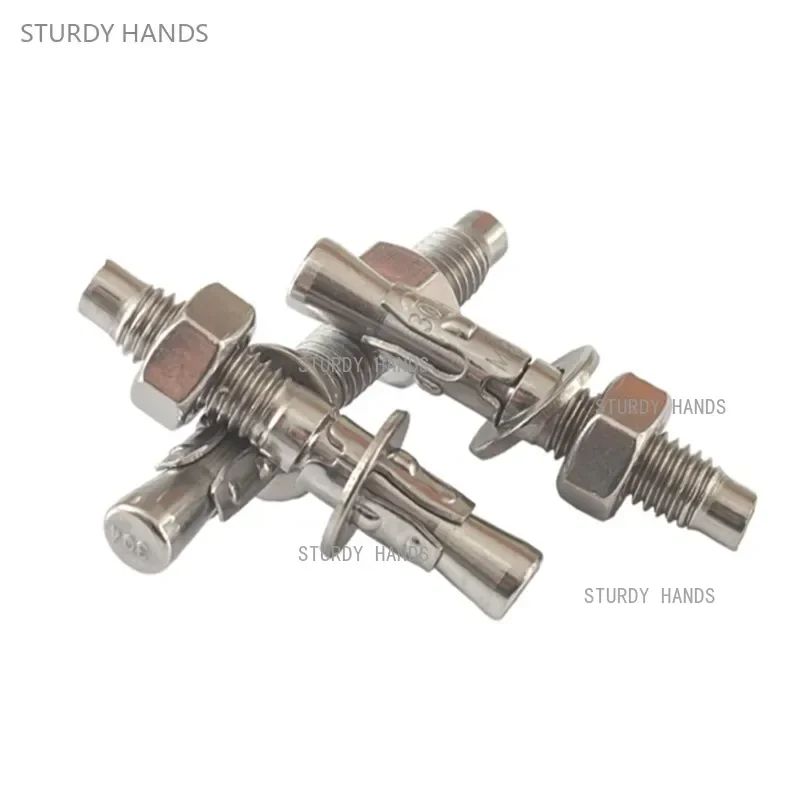 10pcs/set 304 High-strength Stainless Steel Expansion Bolt Elevator Gecko Expansion Screw M6M8M10 Hardware Tool Fastener