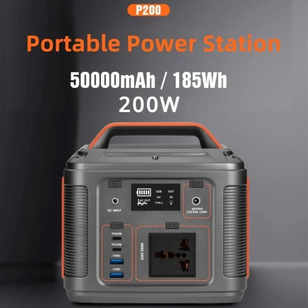 Portable Power bank Station 200W 50000mAh Emergency Power Supply for Outdoor Work Camping with LED Light Power Supply Station