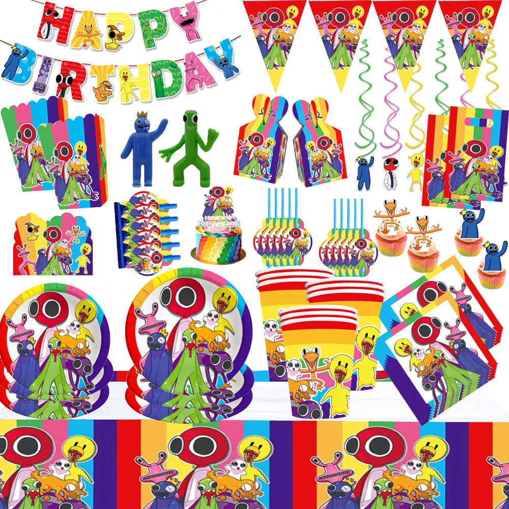 Rain Bow Friends Children's Birthday Party Supplies Party Balloons Banner Festival Scene Layout Party Supplies Backdrop Balloons