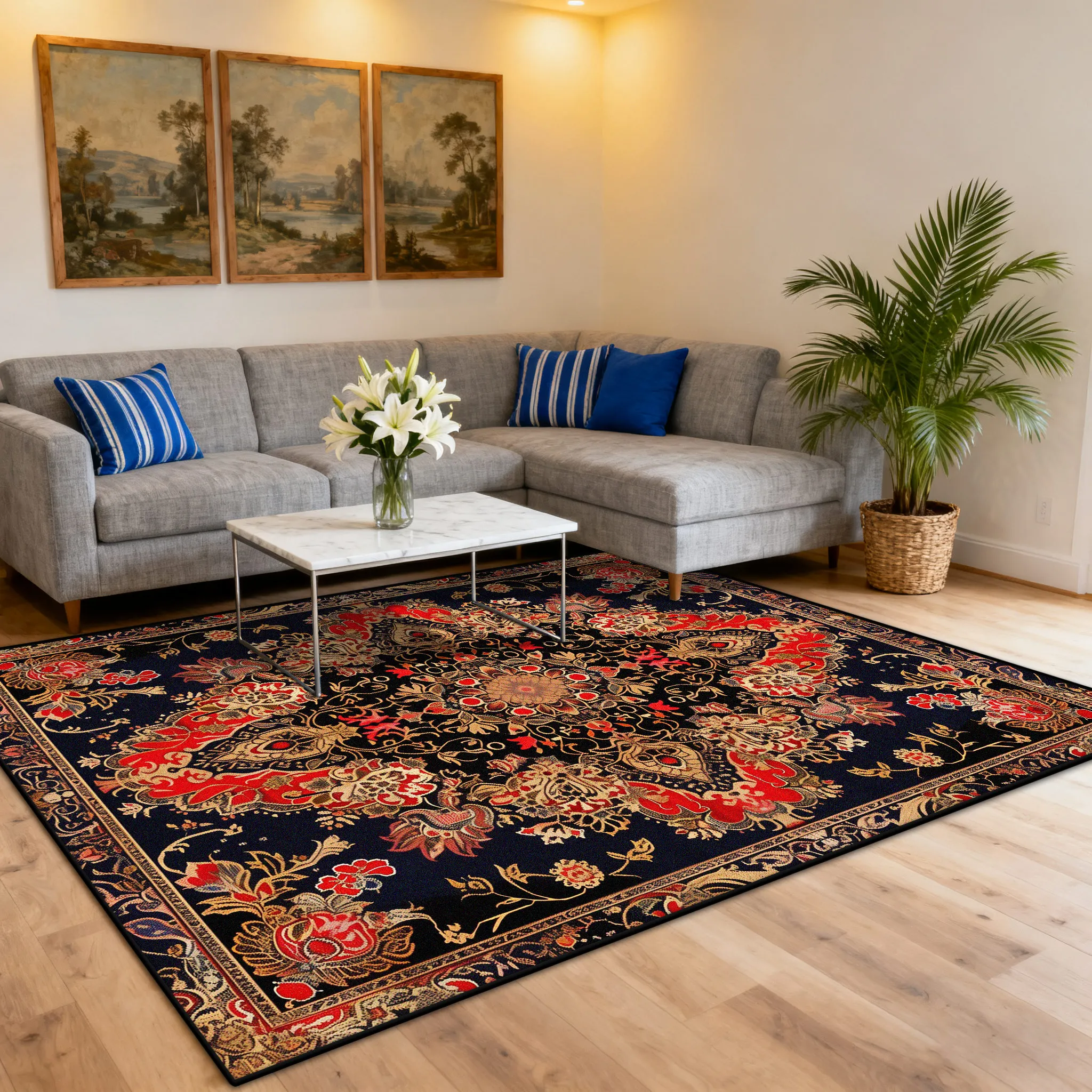 

Персидский ретро темно-тонированный противоскользящий ковер для гостиной легко чистится роскошный ковер для спальни большой площади складные короткие бархатные коврики