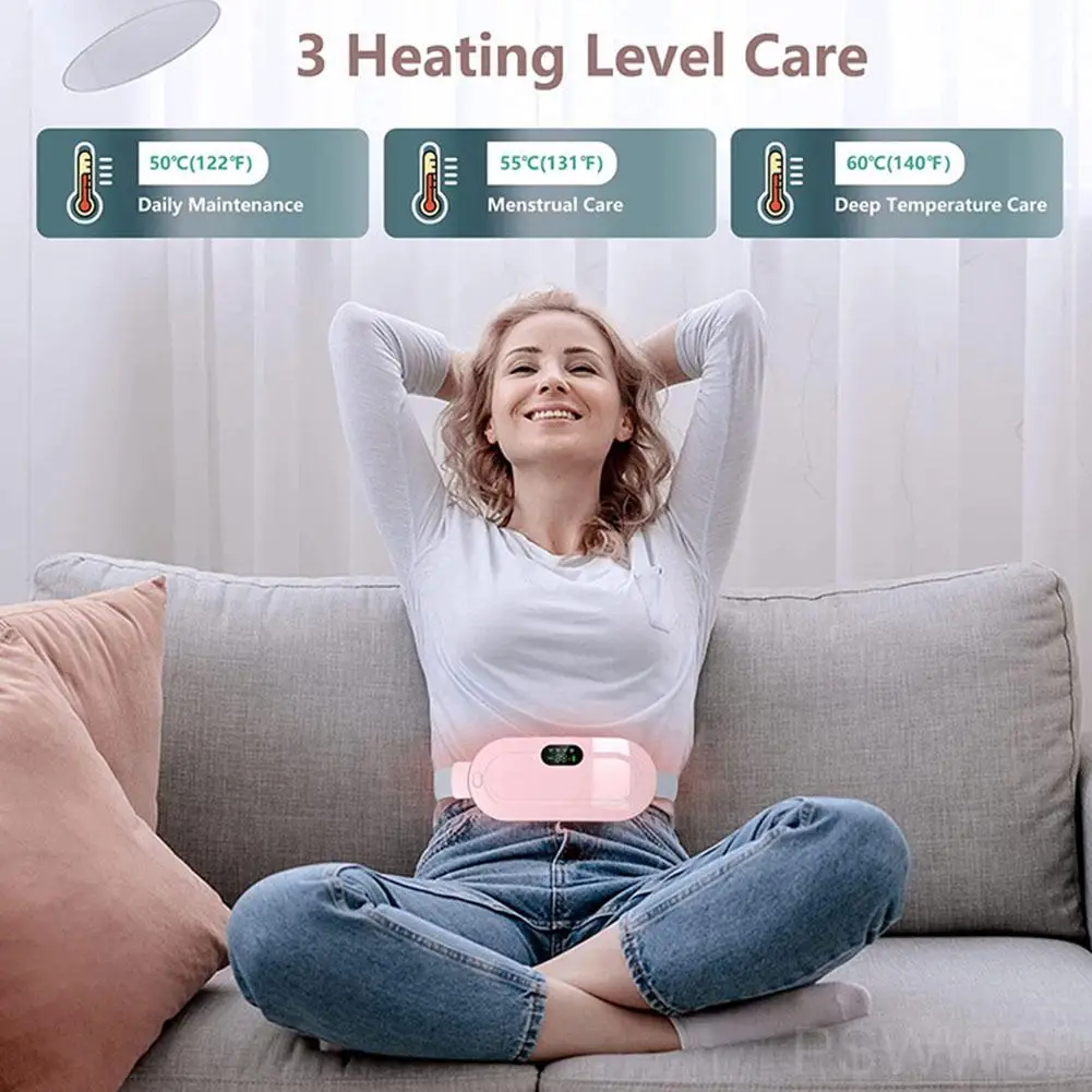 Electric Period Cramp Massager Vibrating Heating Belt for Menstrual Waist Stomach Colic Relief Waist Abdominal Warm Palace Belt