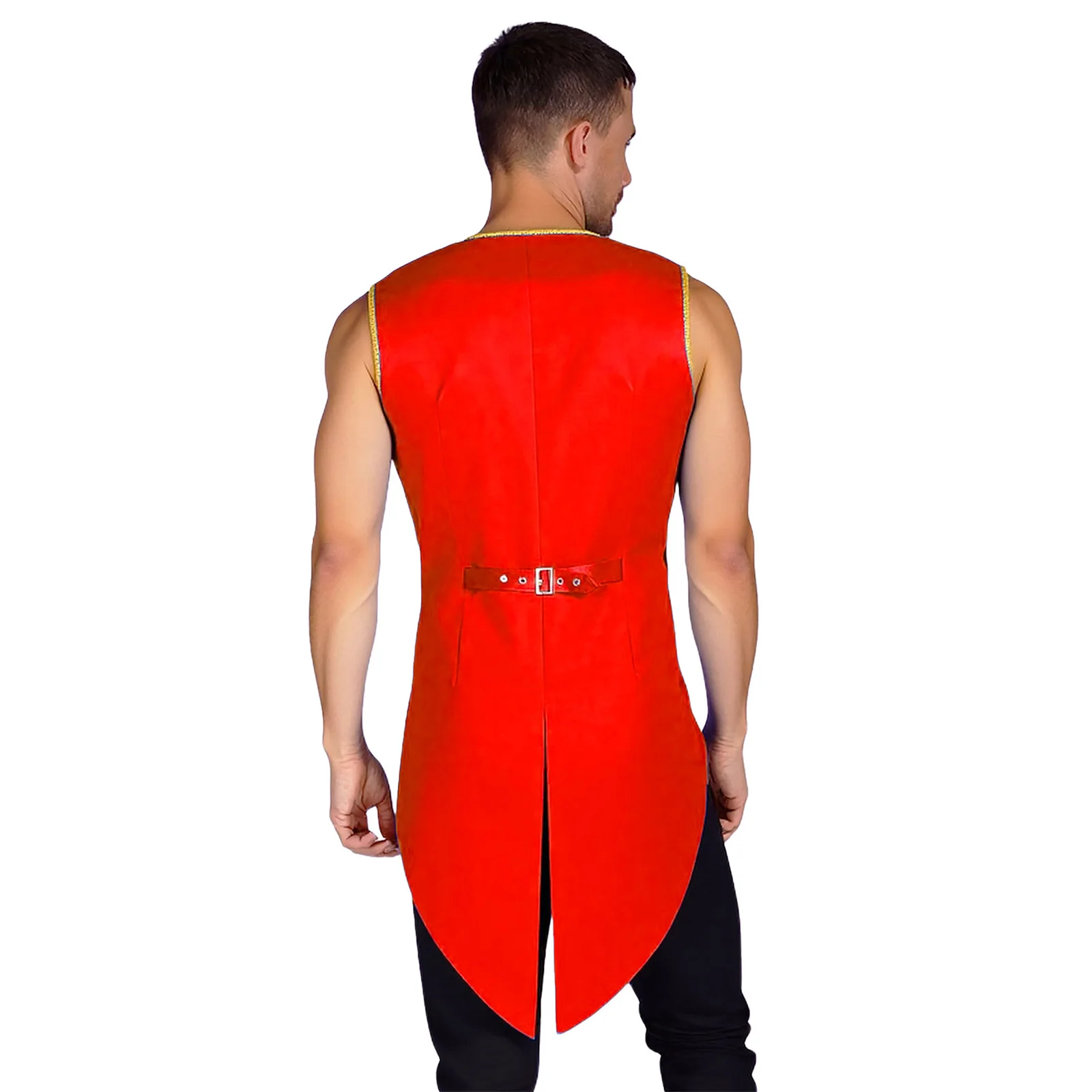 الرجال الأمير تأثيري حلي بلا أكمام لامعة الترتر سهرة يرتدى المحكمة الملكية تأثيري سترة فستان الهالوين حتى Ringmaster #5