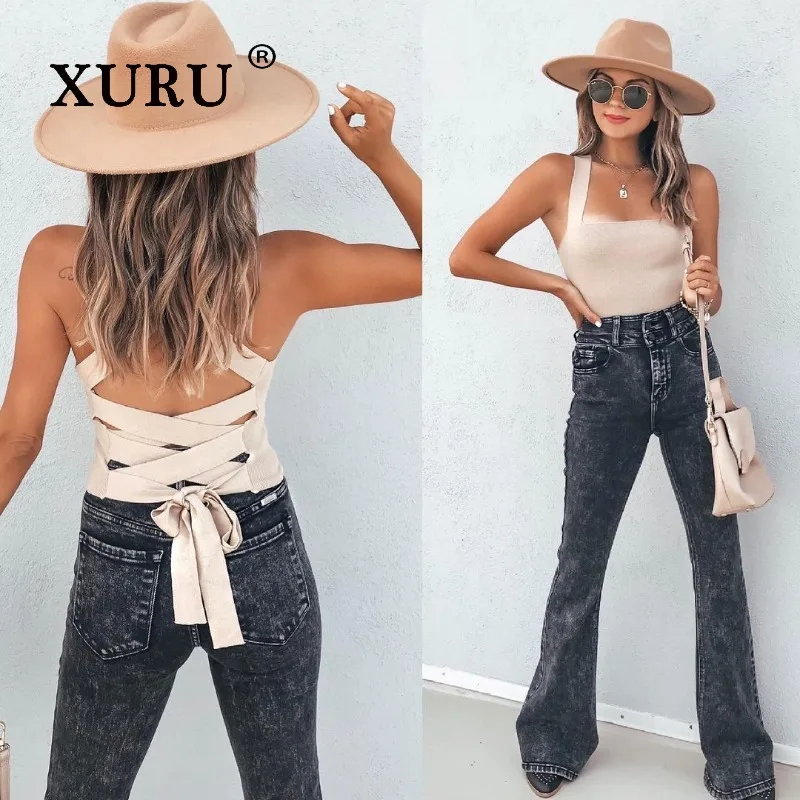 XURU - New Women's Stretch High Waisted Stir Fried Snowflake Jeans, Y2k Clothes Slimming Retro Long Jeans, Men's Pants