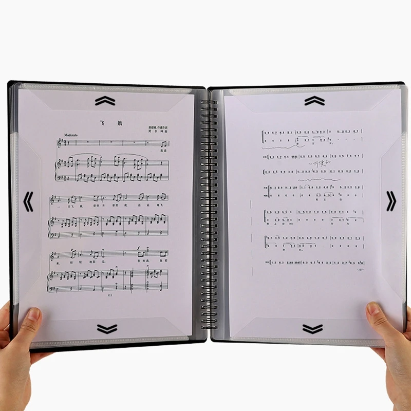 A4 File Folder Waterproof Spiral-bound Sheet Music Binder 10 x 13 Inches 20 Sleeves Double Sided for Violinist Pianists