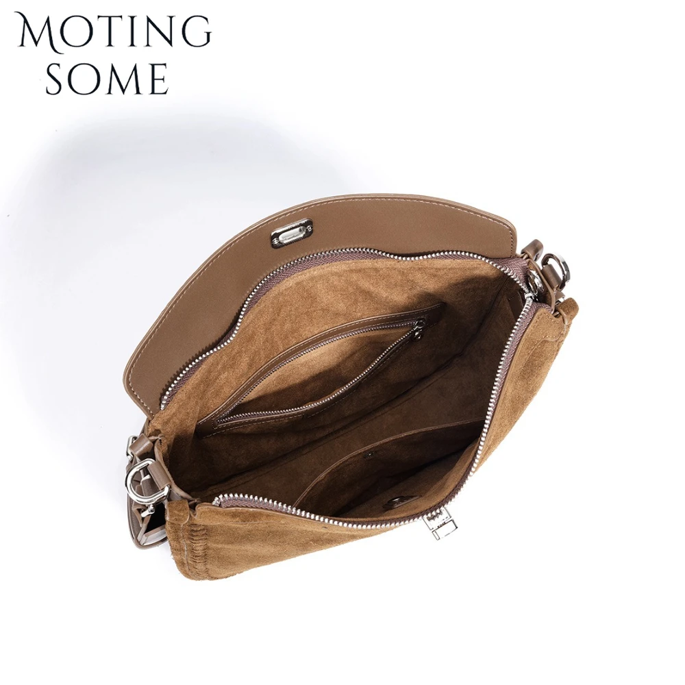 Motingsome البقرة المدبوغ حقيبة جلدية امرأة الشتاء محفظة حقيبة يد تحت الإبط حقيبة ساع لينة ماتي حقيقية اليومية حمل جديد