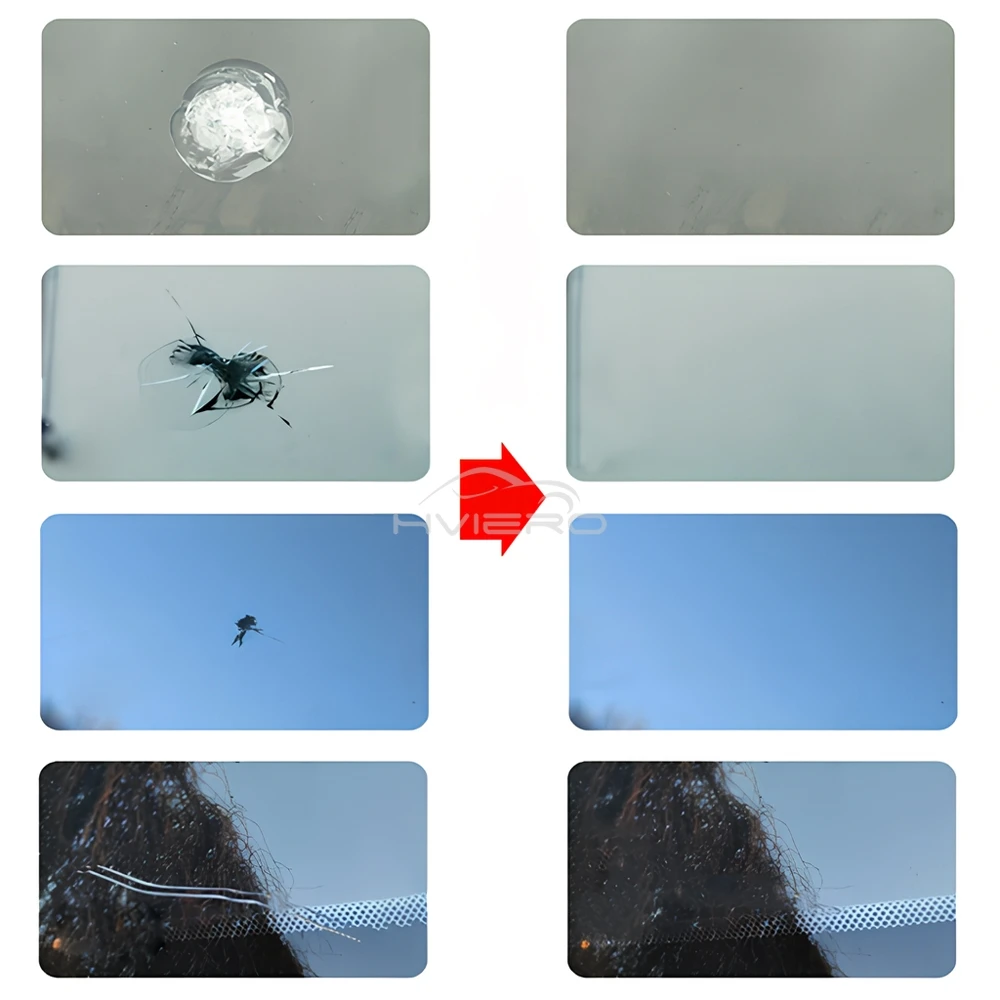 طقم تصليح شقوق الزجاج الأمامي السائل أداة إصلاح السيارات إزالة سريعة وكيل تخفيض السائل ملحقات لاصقة غير أثر