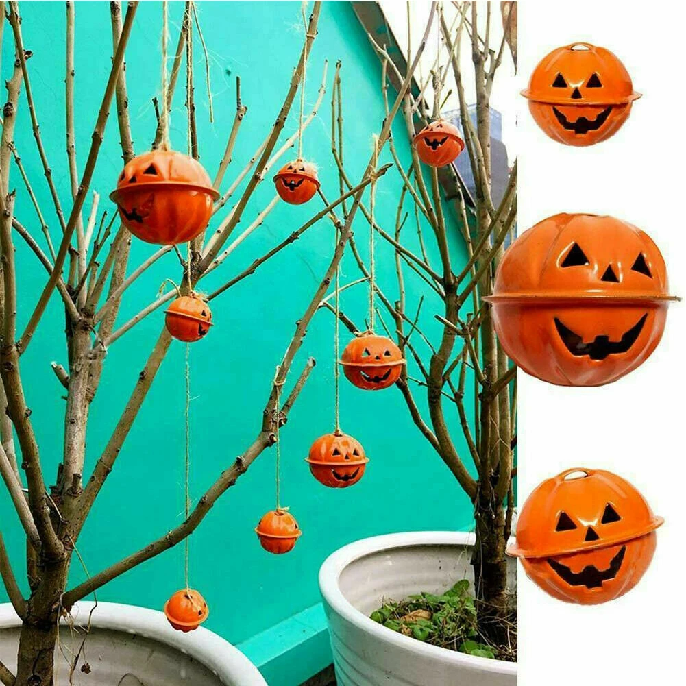 5PCS Halloween Pumpkin Head Bells Hanging Decor Cat Ghost Metal Bell Cute DIY Tree Home Ghost Festival Decoration