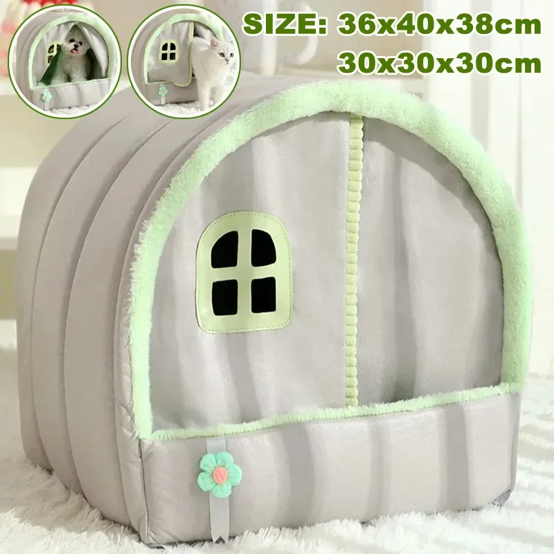 

Pet Tent House Warm Cozy Enclosed Cat Bed Folding Portable Dogs Sleeping Nest Thicken Kitten Puppy Kennel Pet Supplies