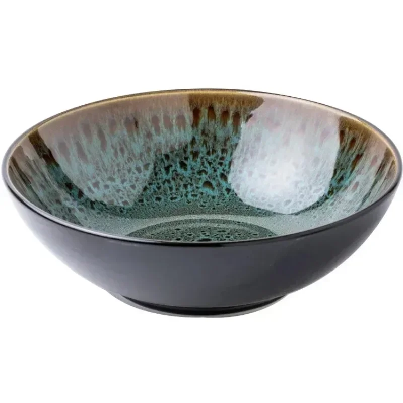 Chinese style retro green ceramic household noodle bowl specialty ramen bowl dish bowl commercial