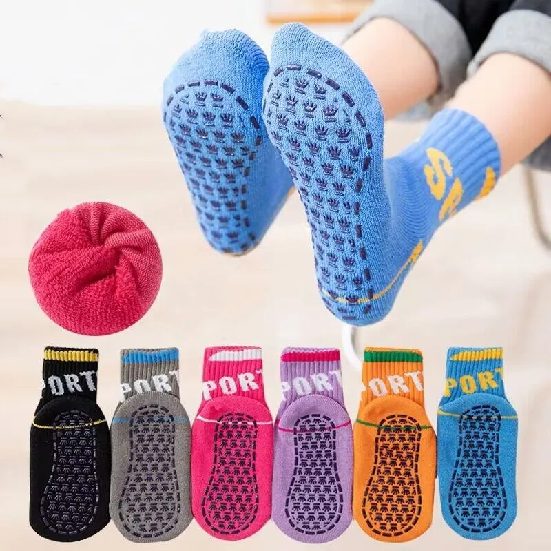 Winter Thick Breathable Non-slip Floor Socks Boy Girl Socks Home Kids Socks Cotton Candy Color Ankle Socks