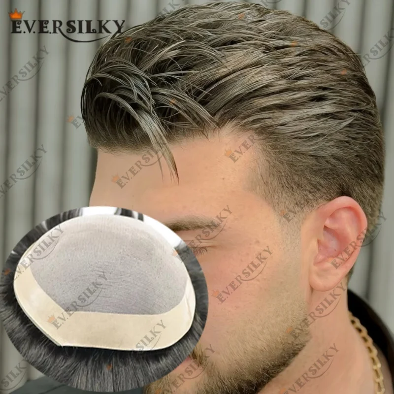 شعر مستعار رجالي أحادي NPU بكثافة 130% 100% نظام شعر بشري أسود طبيعي هندي مستقيم/30 مللي متر شعر مستعار مموج للرجال شعر مستعار صناعي