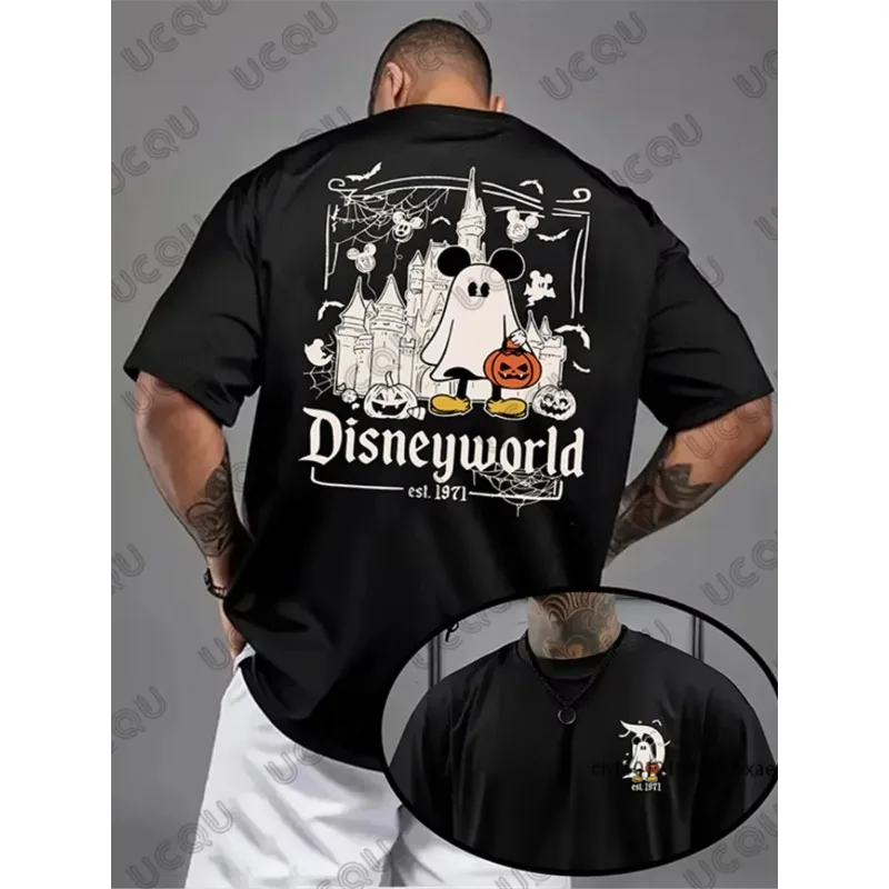 

Halloween Disney Mickey Mouse Graphic T-shirt For Men Summer Short Sleeve Tees Male Clothes Casual Sports Oversized Couples Tops