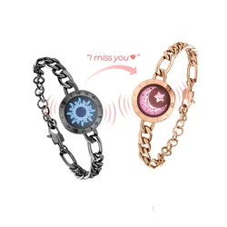 Totwoo Long Distance Relationship Touch Bracelets Couple Birthday Gift Smart Bluetooth Jewelry with App Support iOS Android