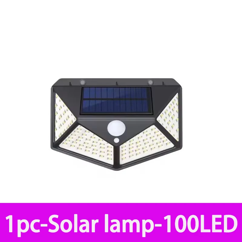 Outdoor 100 LED Solar Wall Light Sunlight Powered Spotlight With PIR Motion Sensor Waterproof Stairs Outdoor Wall Garden Lights
