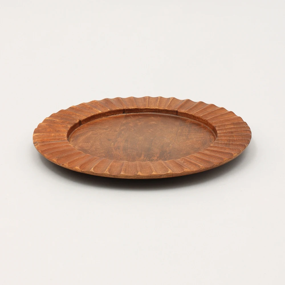 

Handcrafted 13" Wood Brown Charger Plate| Wooden Dinning Placemat|Artisan Wood Tableware
