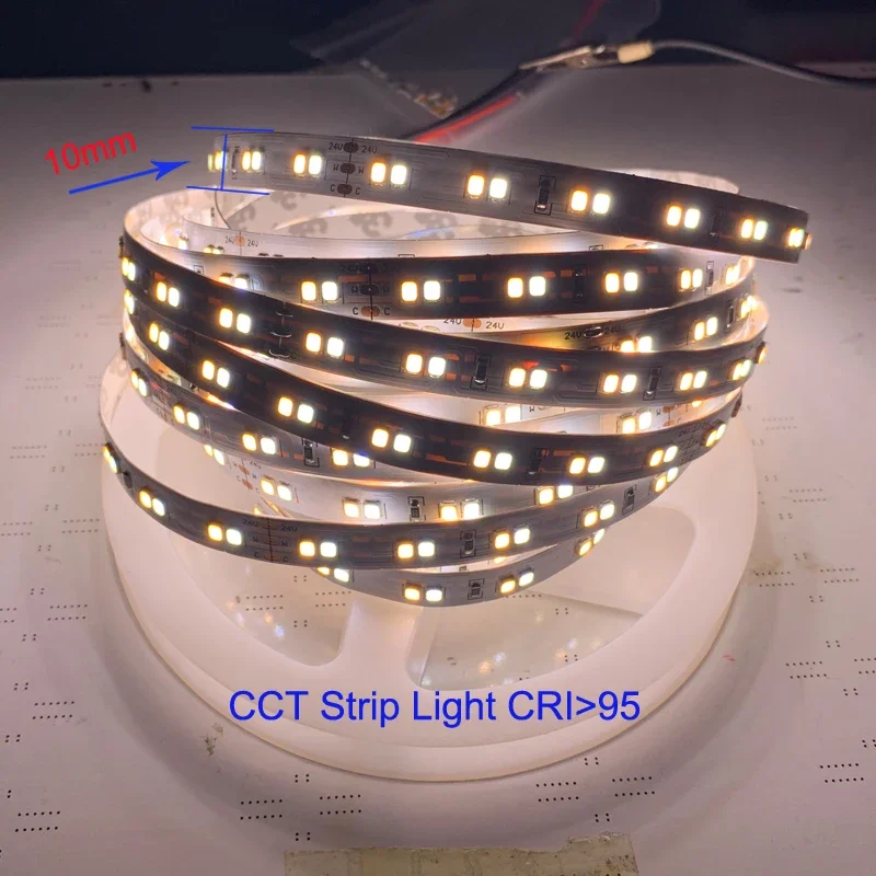 شريط إضاءة LED عالي CRI 95 12 فولت/24 فولت للغرفة - أبيض/أبيض بارد/أبيض دافئ/أبيض طبيعي - شريط CCT LED 5 متر 600 LED