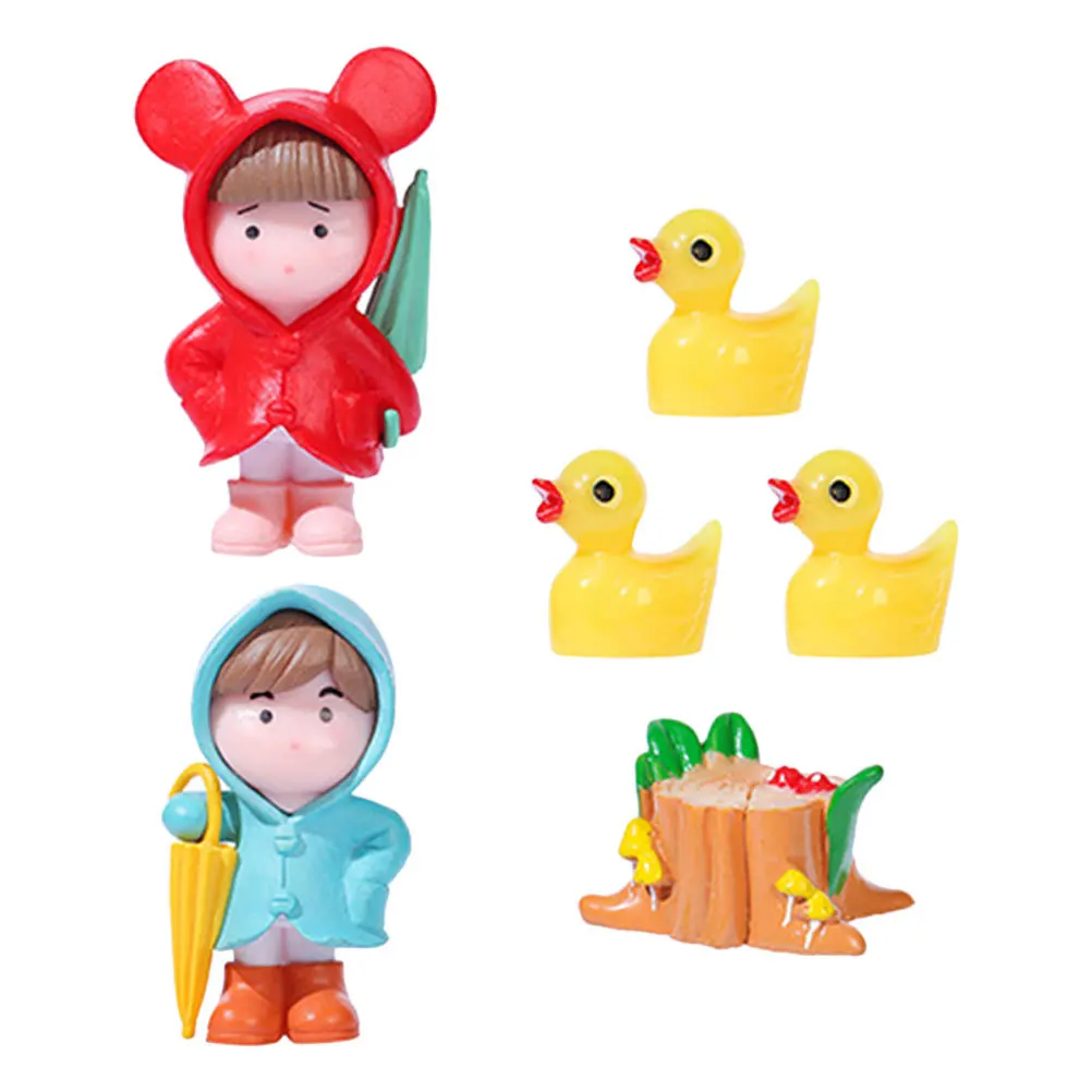 

6Pcs Miniature Couple Duck Resin Statues Cute Garden Decor Micro Landscape Accessories Bonsai Ornaments Home Decoration