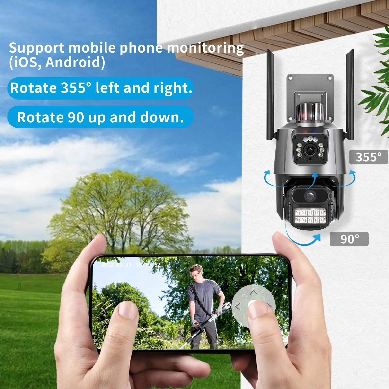 8MP Outdoor Wifi Camera PTZ Dual Lens Dual Screen Color Night Vision Security lP Camera CCTV IP66 Surveillance Camera lCSEE