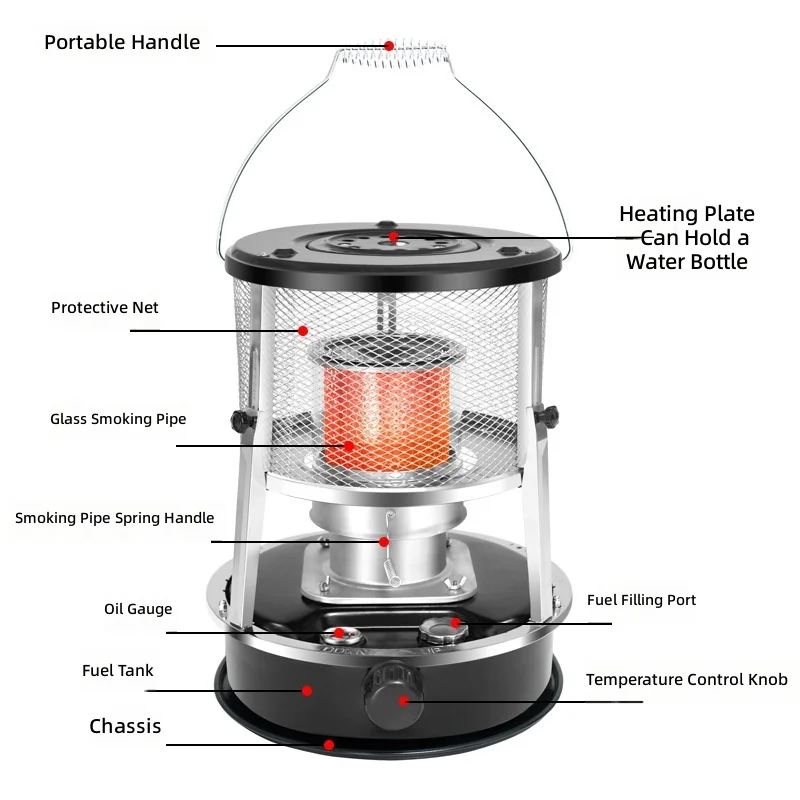Adjustable-height  heater, outdoor stove, multi-functional windproof heater for powerful heating, cooking and barbecue