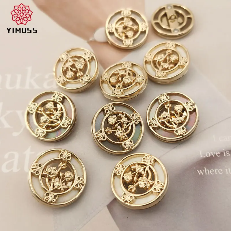 

High-end Luxury Round Hollow Out Metal Sewing Buttons Coat Sew On Buckle Handmade Decorative Button DIY Handmade Needlework 5pcs